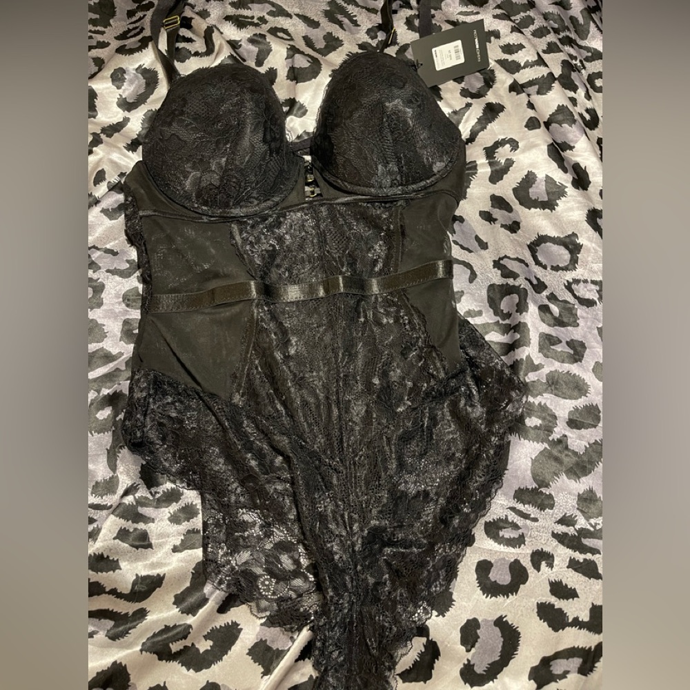 Sexy black lace teddy